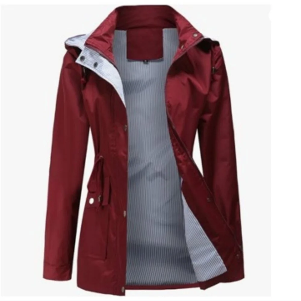 Women's Burgundy Utility Jacket - Picture 2 of 6